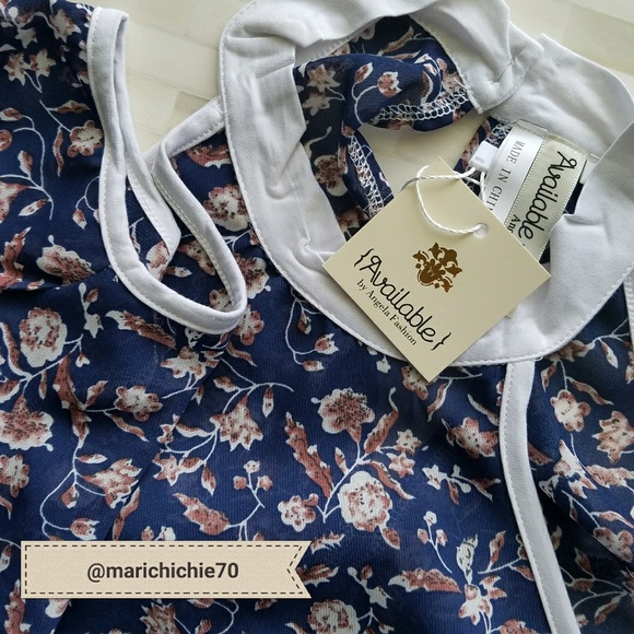 Navy Print Cold Shoulder Top - Picture 3 of 3